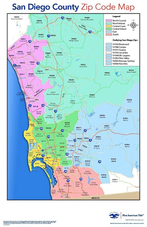 A map of San Diego with zip codes marked